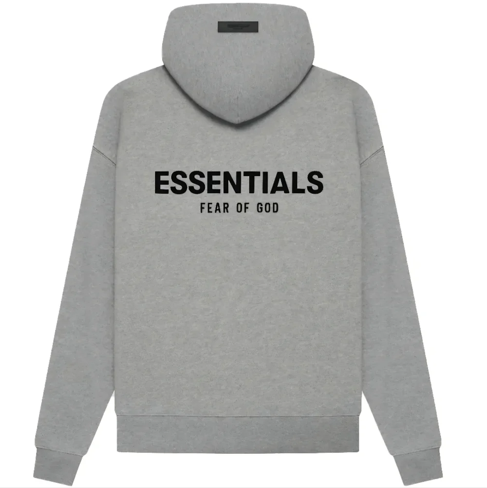 Essentials Gray Hoodie with Black Logo - Picture 1 of 3